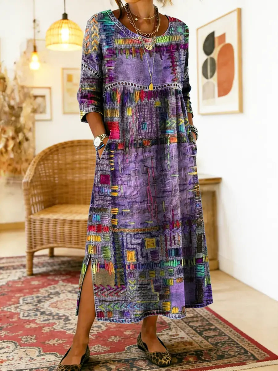 BRUNEL PARIS | Robe en Denim avec Patchwork Ethnique