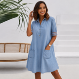 BRUNEL PARIS | Robe Chemisier Effet Denim Amincissant Ventre