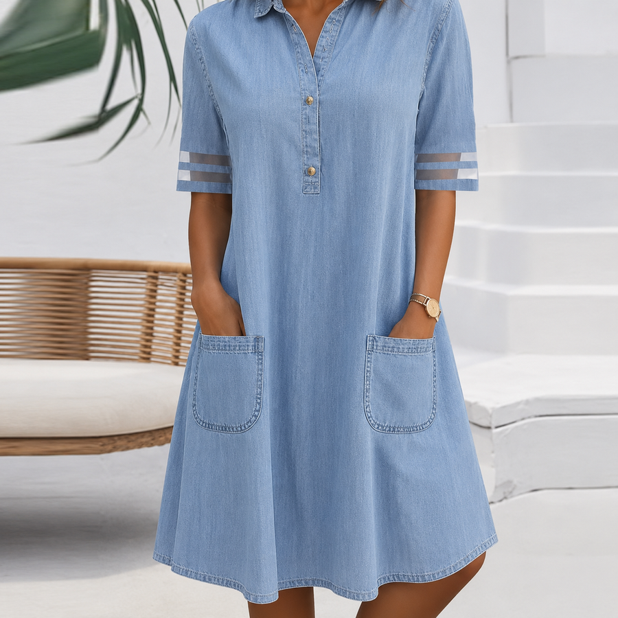 BRUNEL PARIS | Robe Chemisier Effet Denim Amincissant Ventre