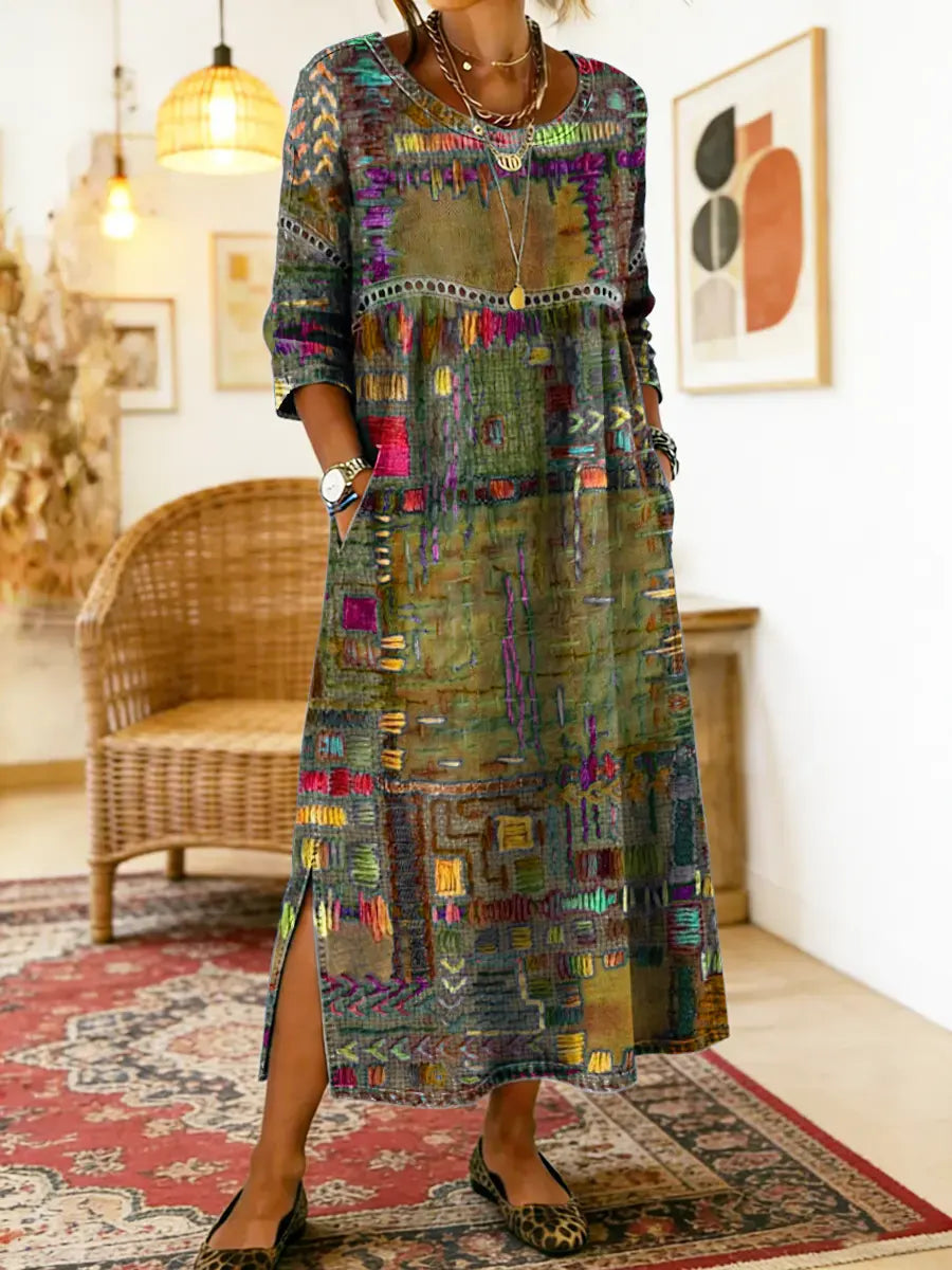 BRUNEL PARIS | Robe en Denim avec Patchwork Ethnique