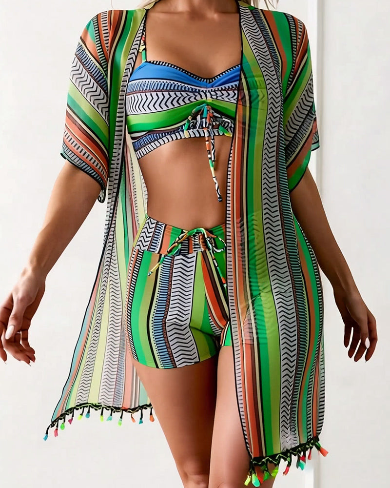 ENSEMBLE TANKINI IMPRIMÉ AVEC COUVRANT POUR FEMME