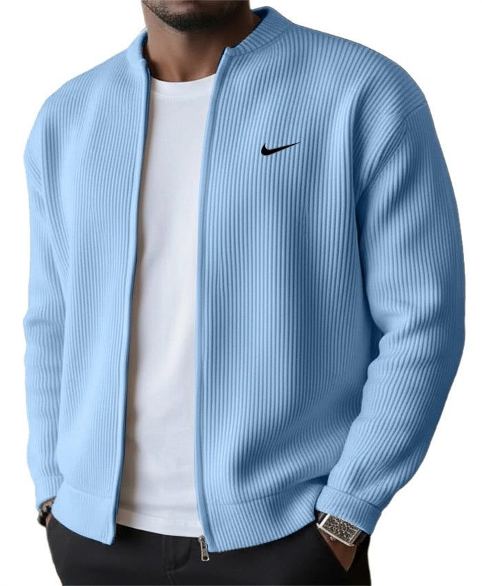 BRUNEL PARIS | Veste Zippée Côtelée Homme, Col Montant Stretch