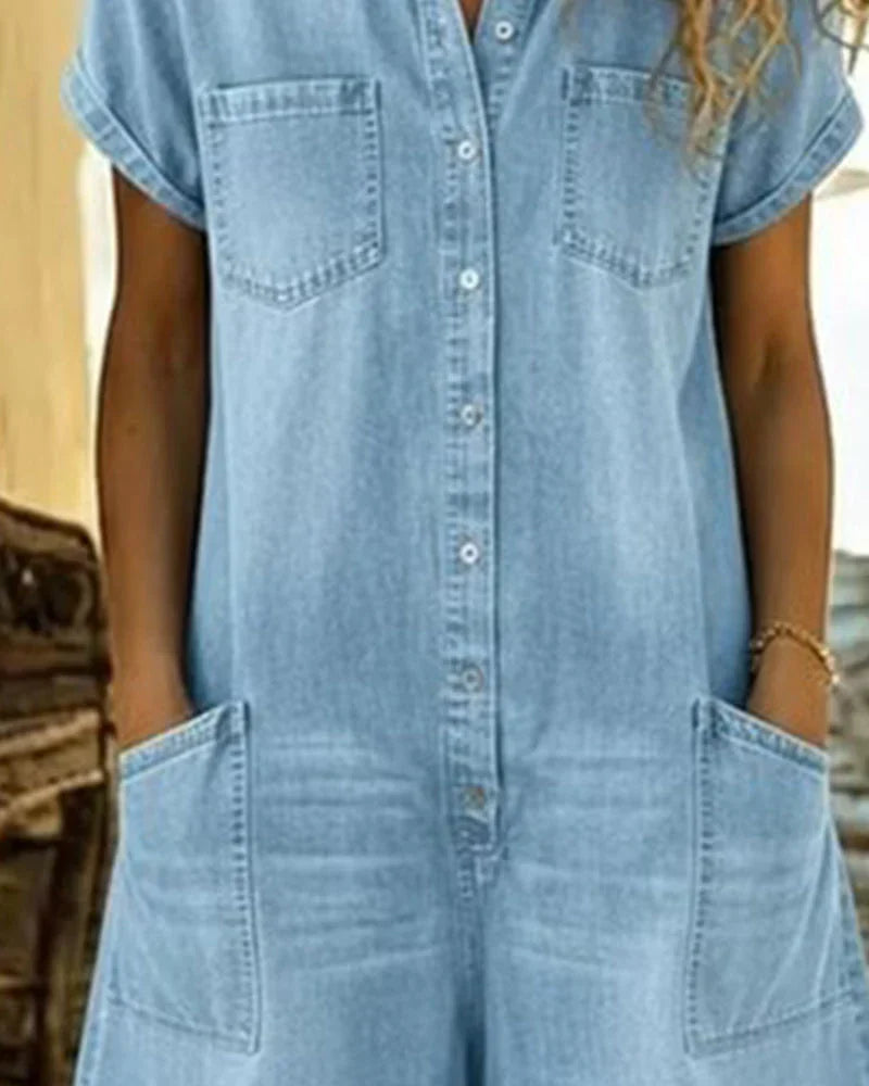 BRUNEL PARIS | Combinaison en jean avec boutonnage frontal