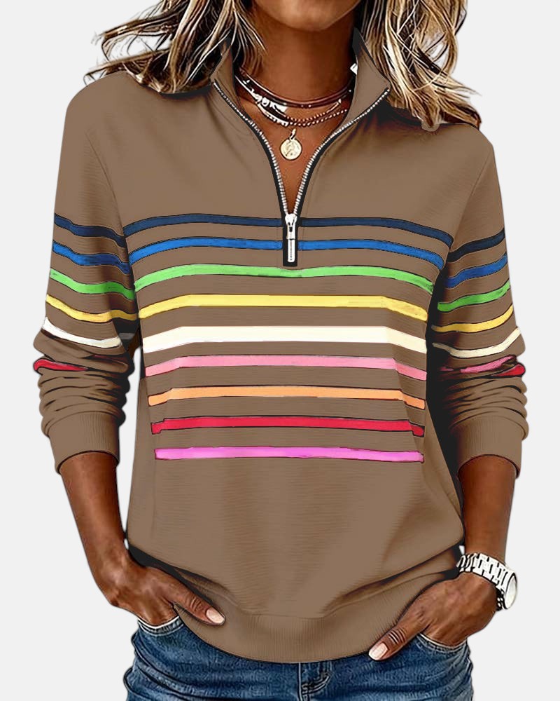 BRUNEL PARIS | PULL RAYÉ À FERMETURE ÉCLAIR POUR FEMMES