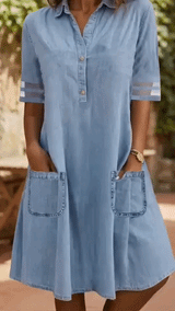 BRUNEL PARIS | Robe Chemisier Effet Denim Amincissant Ventre