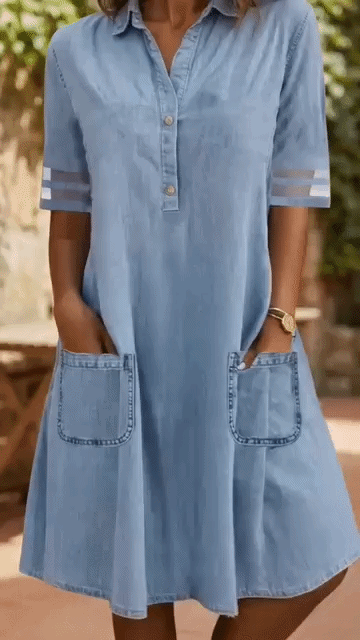 BRUNEL PARIS | Robe Chemisier Effet Denim Amincissant Ventre