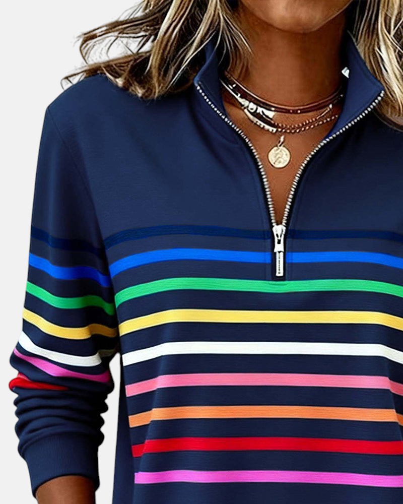 BRUNEL PARIS | PULL RAYÉ À FERMETURE ÉCLAIR POUR FEMMES