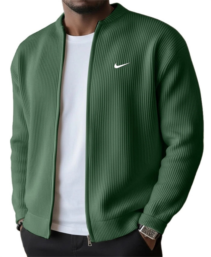 BRUNEL PARIS | Veste Zippée Côtelée Homme, Col Montant Stretch