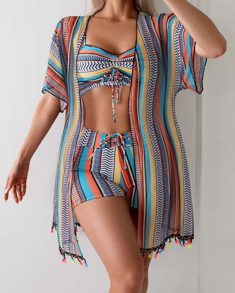 ENSEMBLE TANKINI IMPRIMÉ AVEC COUVRANT POUR FEMME
