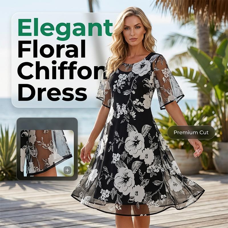 BRUNEL PARIS | Robe en mousseline élégante à fleurs pour femme
