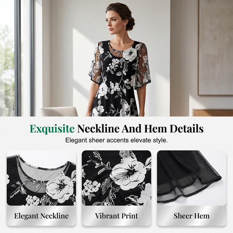 BRUNEL PARIS | Robe en mousseline élégante à fleurs pour femme