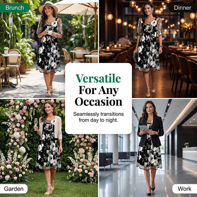 BRUNEL PARIS | Robe en mousseline élégante à fleurs pour femme