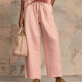 BRUNEL PARIS | ✨ 50% DE RÉDUCTION ! 👕 Ensemble de survêtement uni pour femme – Pantalon large, manches bouffantes, cordon de serrage 🍂