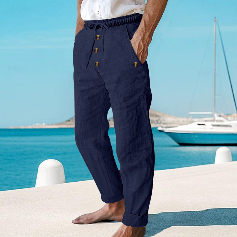 BRUNEL PARIS | 👖 Pantalon décontracté en lin à cordon pour homme – léger, respirant & confortable – avec ceinture élastique & cordon de serrage – parfait pour le quotidien, le bureau & les loisirs