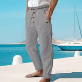BRUNEL PARIS | 👖 Pantalon décontracté en lin à cordon pour homme – léger, respirant & confortable – avec ceinture élastique & cordon de serrage – parfait pour le quotidien, le bureau & les loisirs