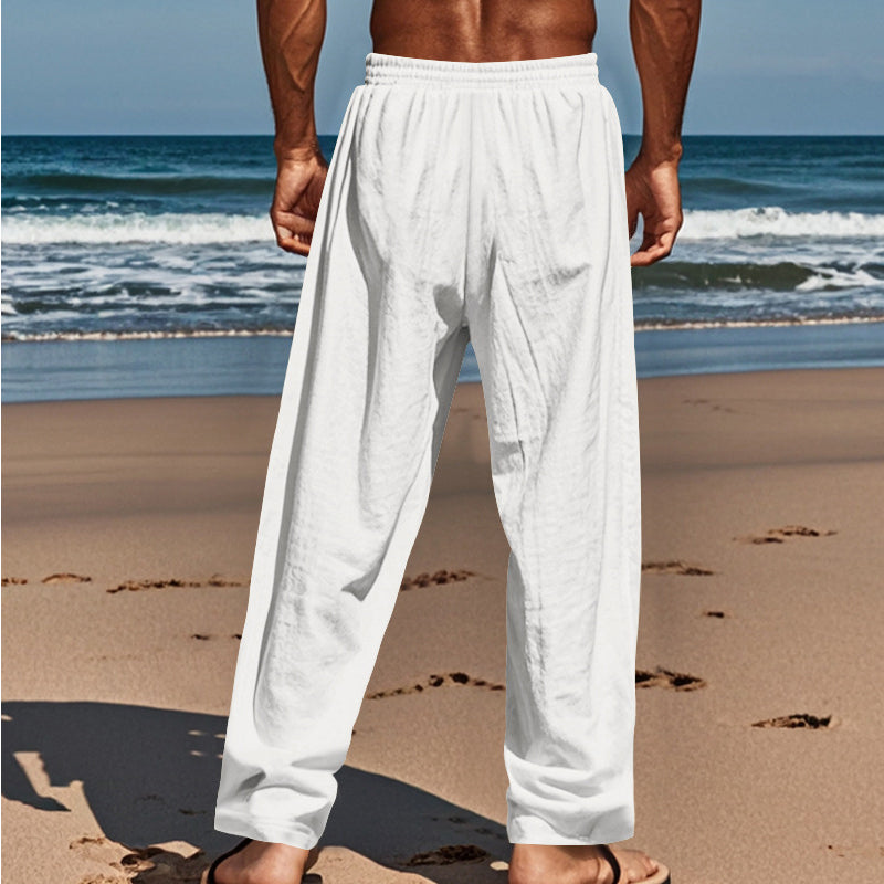 BRUNEL PARIS | 👖 Pantalon décontracté en lin à cordon pour homme – léger, respirant & confortable – avec ceinture élastique & cordon de serrage – parfait pour le quotidien, le bureau & les loisirs