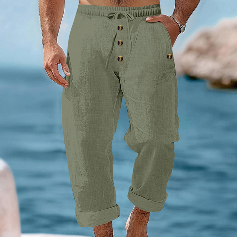 BRUNEL PARIS | 👖 Pantalon décontracté en lin à cordon pour homme – léger, respirant & confortable – avec ceinture élastique & cordon de serrage – parfait pour le quotidien, le bureau & les loisirs