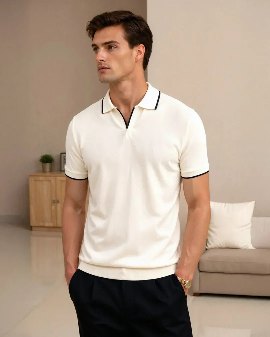 POLO SUR MESURE EN PIQUÉ AVEC DÉTAILS CONTRASTANTS